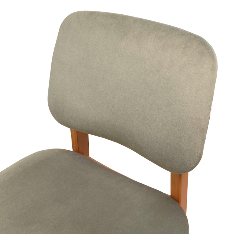 เก้าอี้ทานข้าวไม้ยางพารา เบาะกำมะหยี่ MAAI DESIGN รุ่น AIKO CHAIR สีโอ๊ค_4